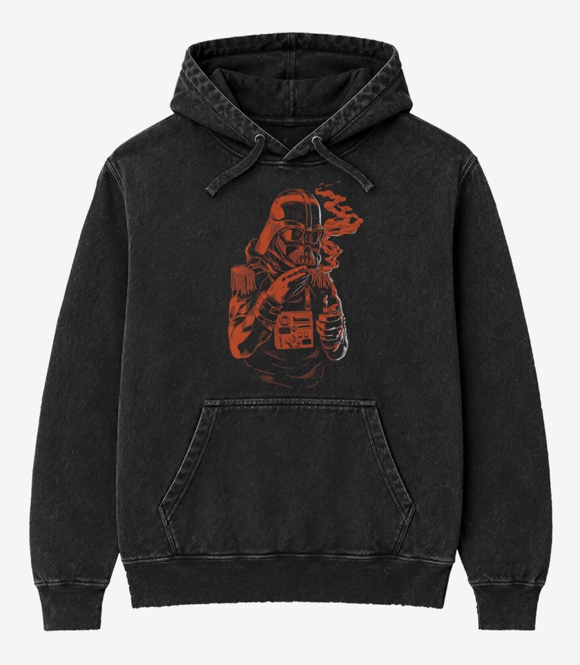 Poleron Canguro Acid Wash Negro de Darth vader