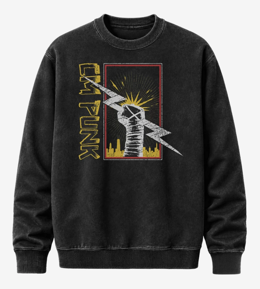 Poleron Polo Acid Wash Negro de CM Punk 2025