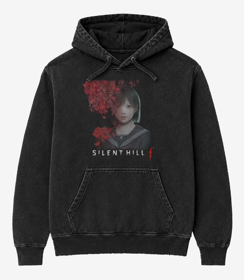 Poleron Canguro Acid Wash Negro de Silent Hill F Hinako