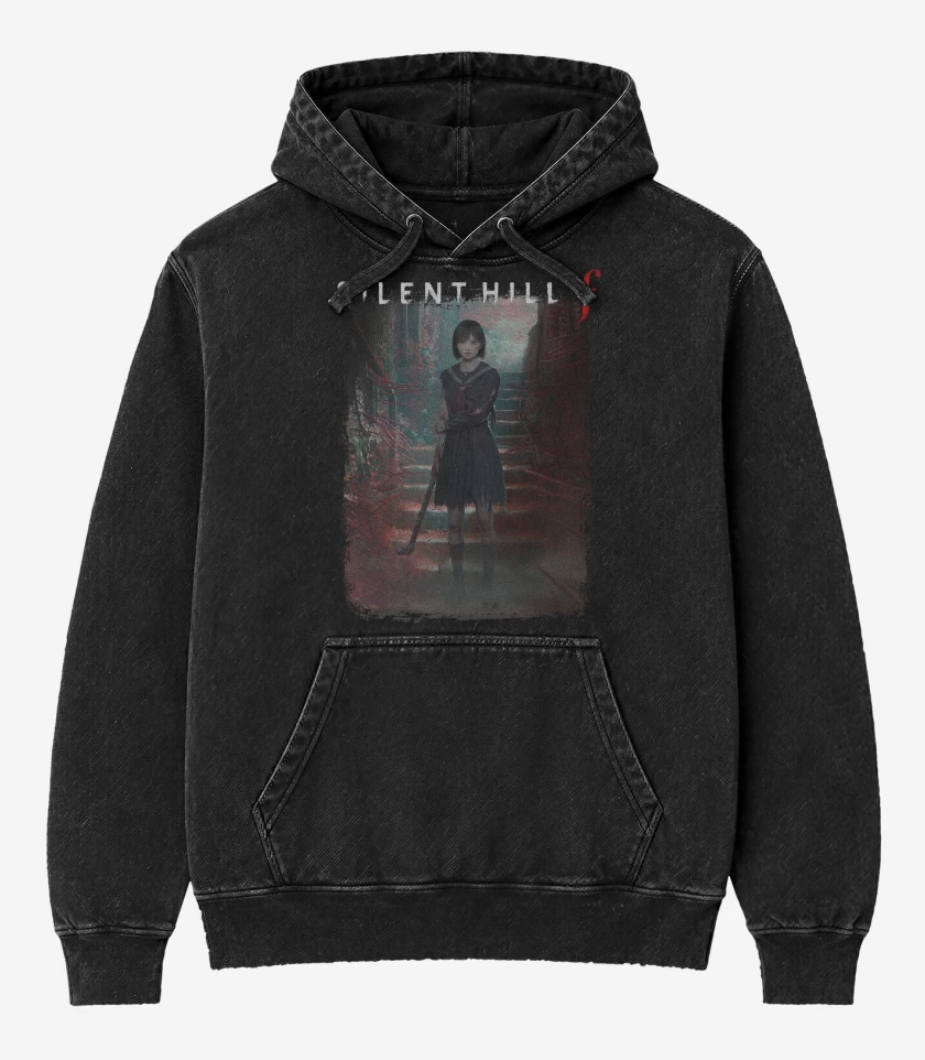 Poleron Canguro Acid Wash Negro de Silent Hill F