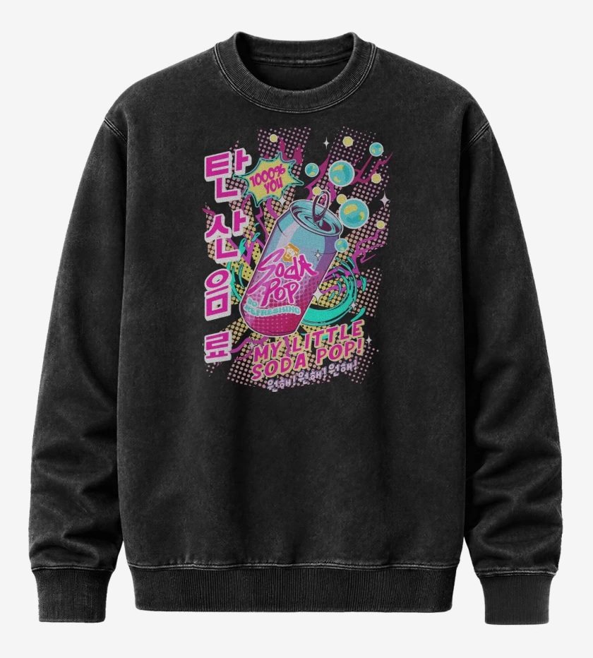 Poleron Polo Acid Wash Negro de Guerreras del Kpop Soda Pop