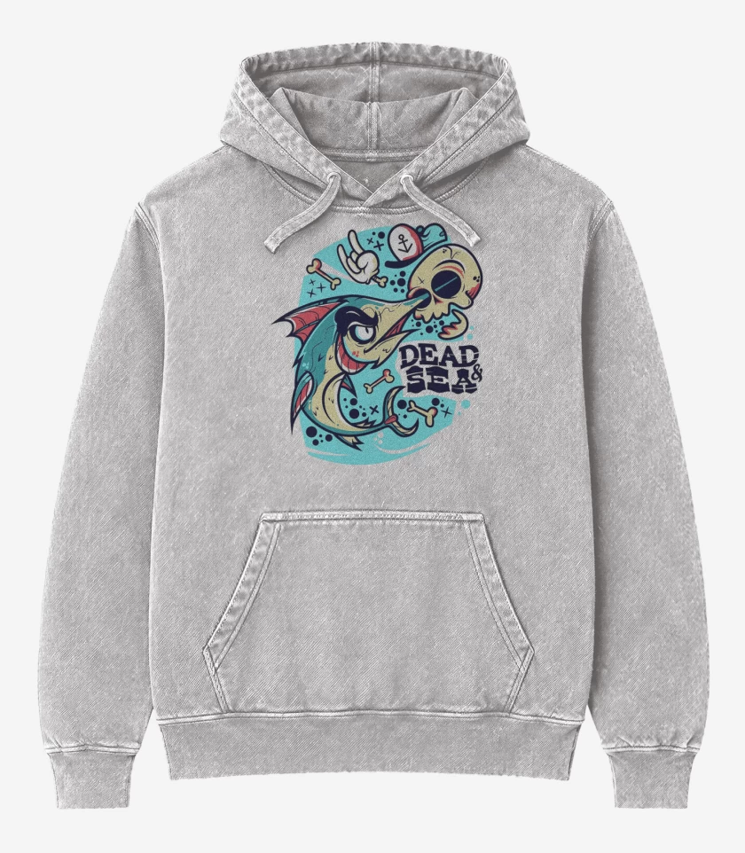 Poleron Canguro Acid Wash Gris Melange de Dead & sea