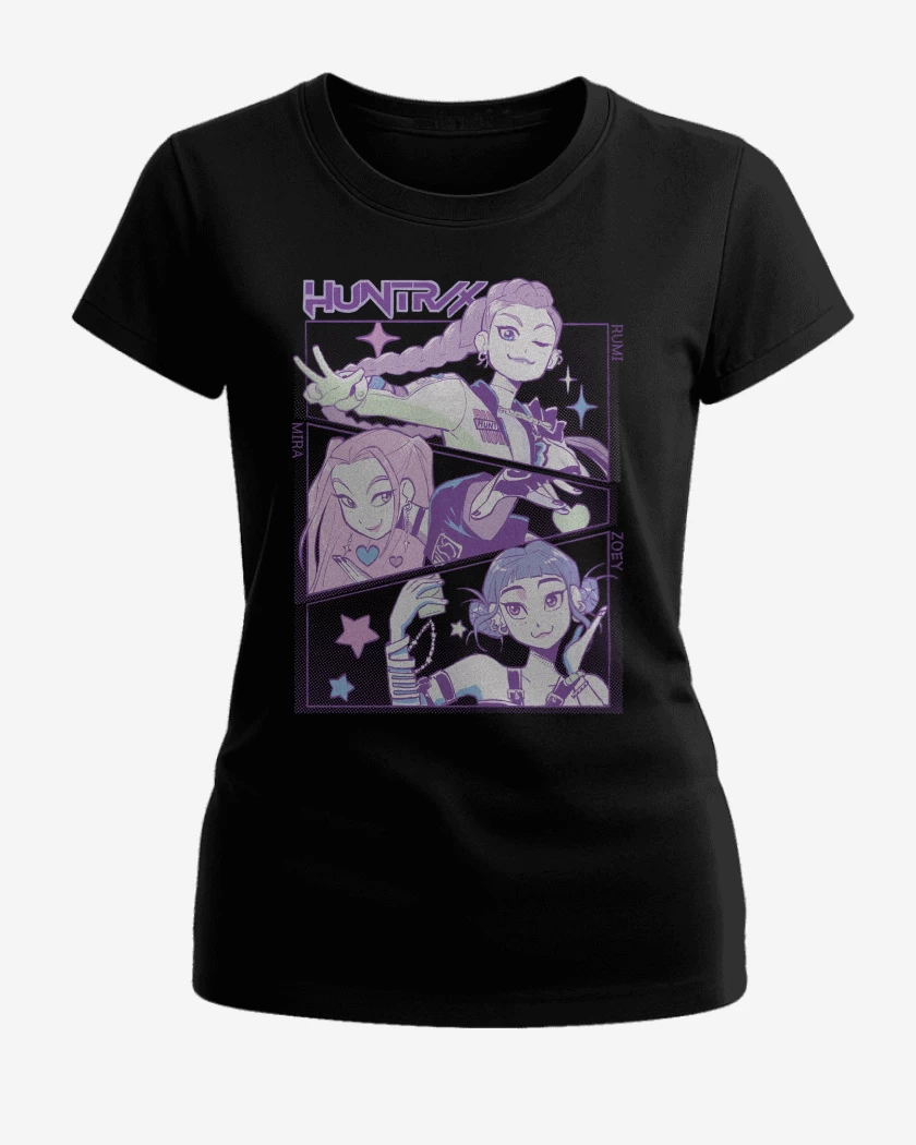 Polera de Mujer Negro de Guerreras del Kpop Huntrx