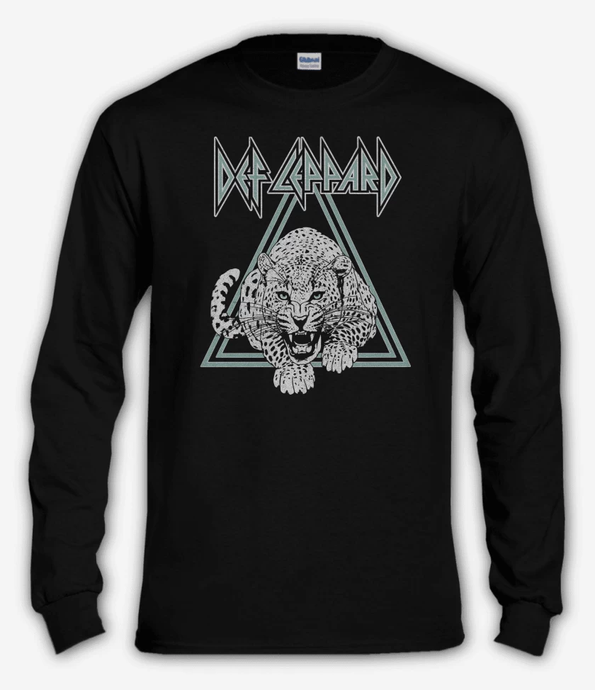 Polera manga larga Negro de Def Leppard Leopardo