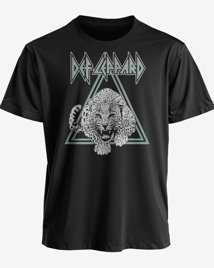 Polera premium Negro de Def Leppard Leopardo