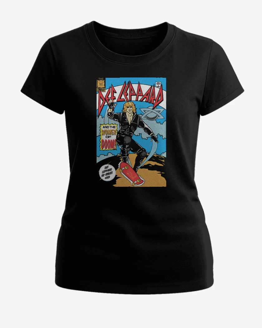 Polera de Mujer Negro de Def Leppard Comic