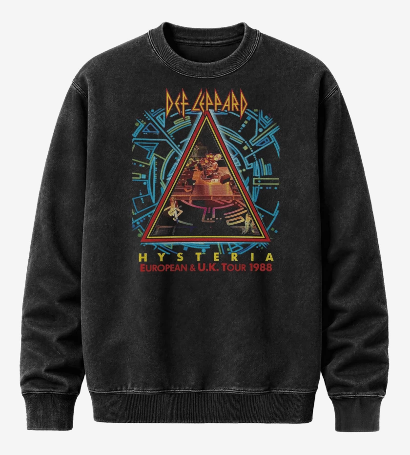 Poleron Polo Acid Wash Negro de Def Leppard European Tour