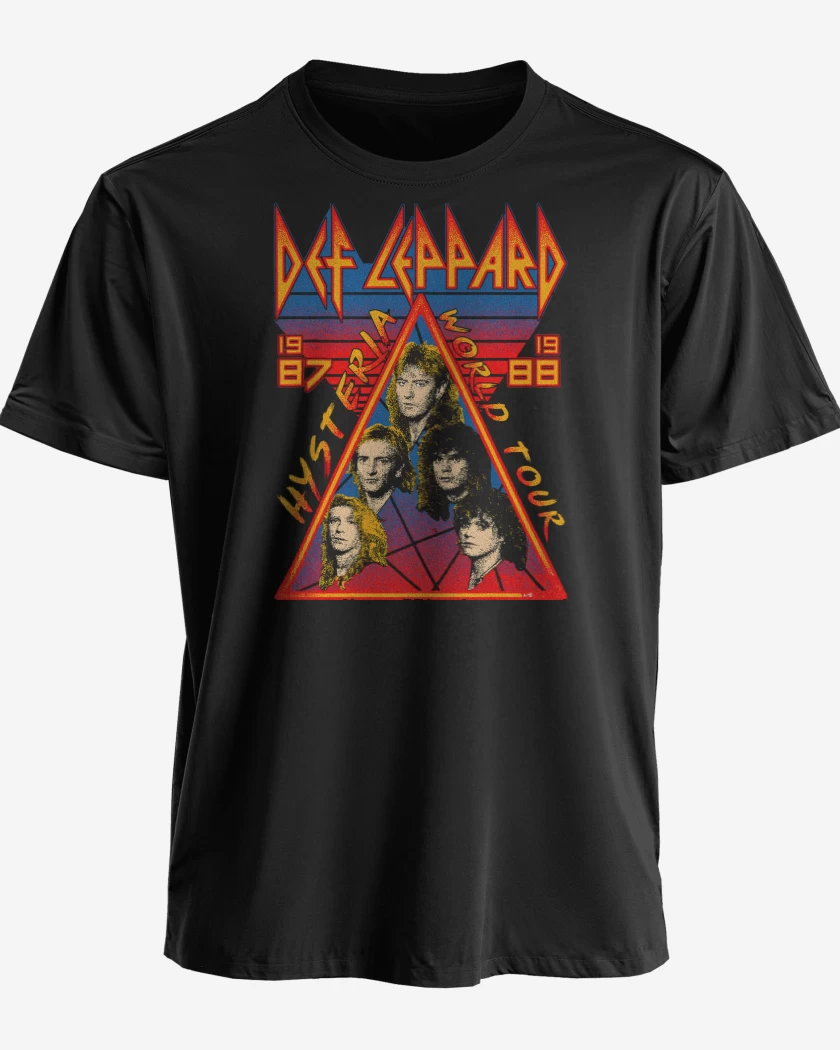 Polera premium Negro de Def Leppard Hysteria Tour