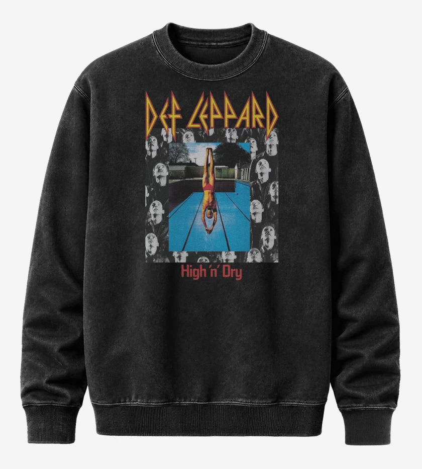 Poleron Polo Acid Wash Negro de Def Leppard High n Dry