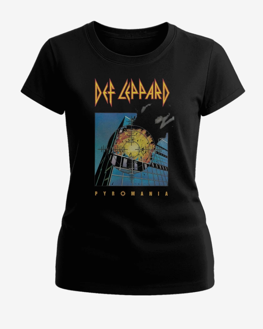 Polera de Mujer Negro de Def Leppad Pyromania