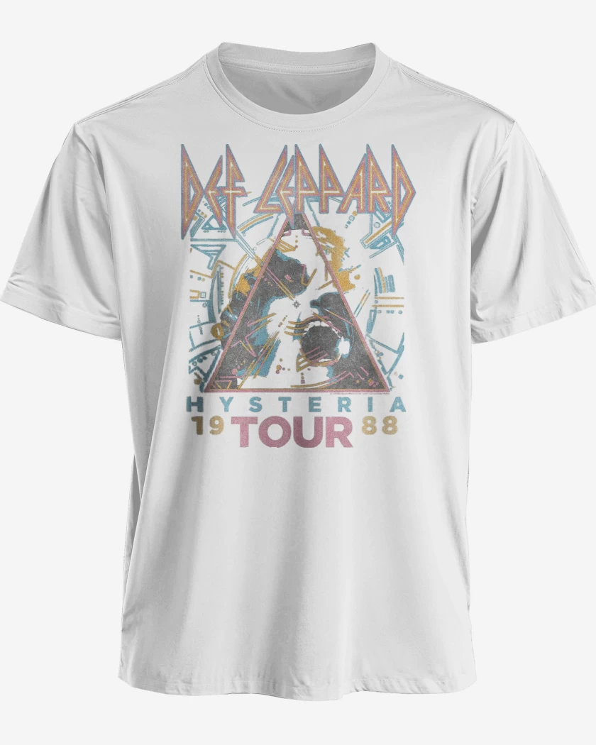 Polera premium Blanco de Def Leppard Hysteria 1988