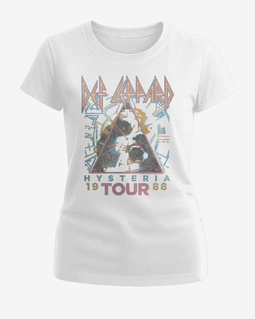 Polera de Mujer Blanco de Def Leppard Hysteria 1988
