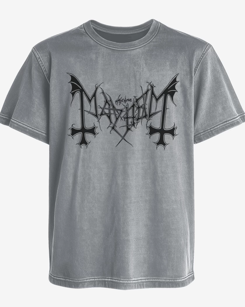 Polera desgastada Mayhem Logo N