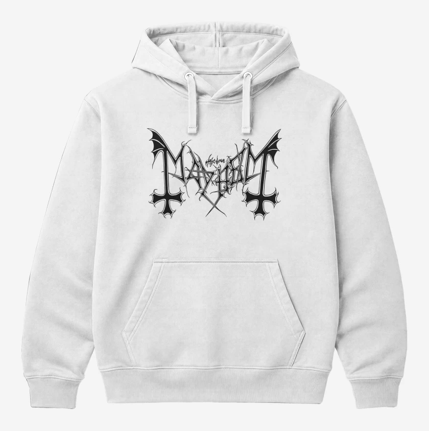 Polerón Canguro Blanco de Mayhem Logo N