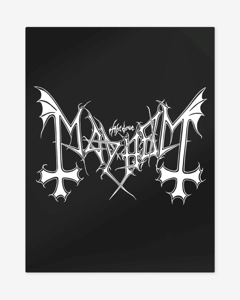 Print metalico Negro de Mayhem Logo B