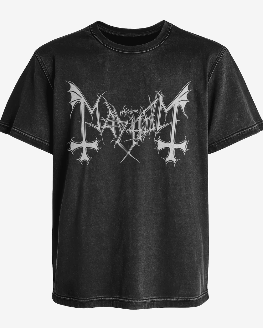Polera desgastada Mayhem Logo B