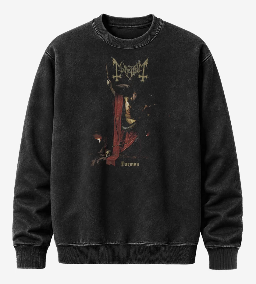 Poleron Polo Acid Wash Negro de Mayhem Daemon