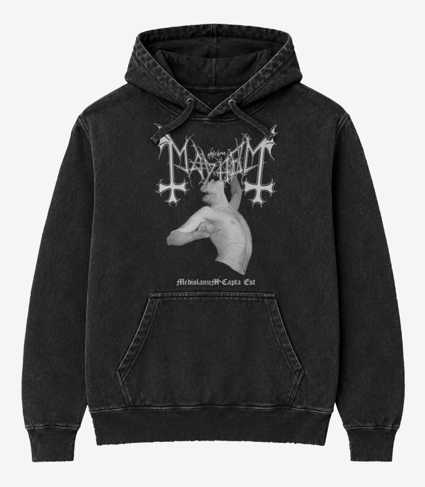Poleron Canguro Acid Wash Negro de Mayhem Mediolanum Capta Est