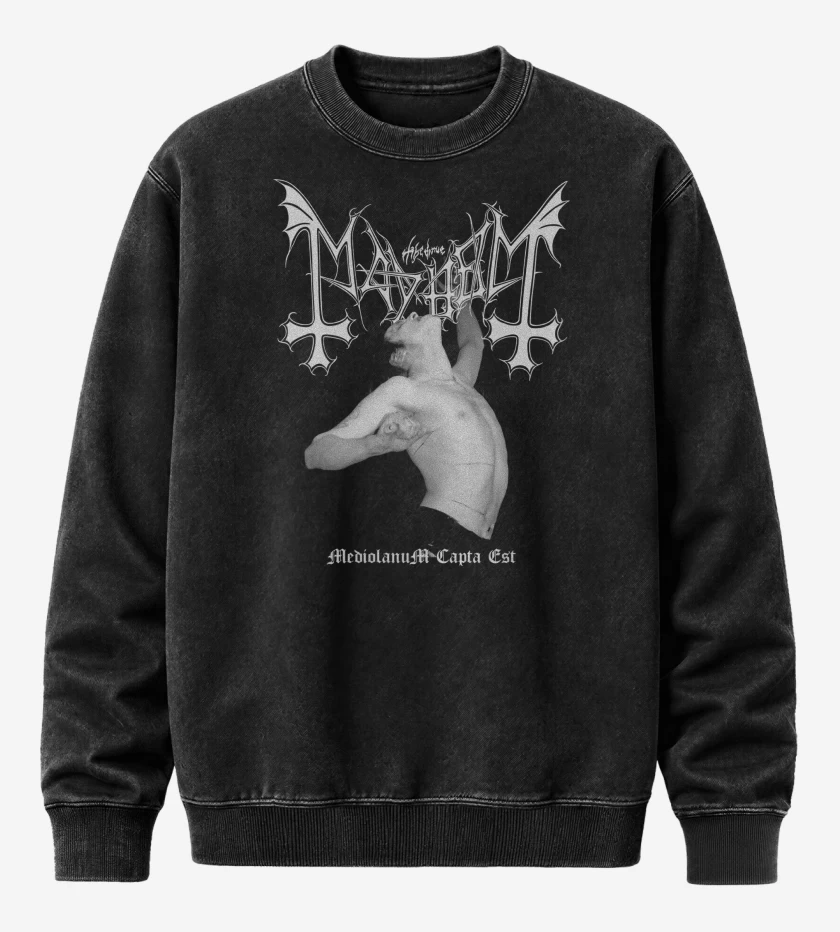 Poleron Polo Acid Wash Negro de Mayhem Mediolanum Capta Est