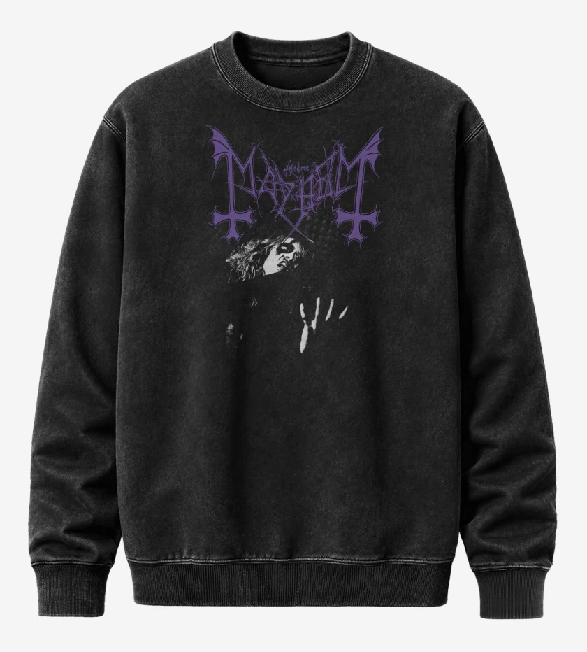 Poleron Polo Acid Wash Negro de Mayhem Dead