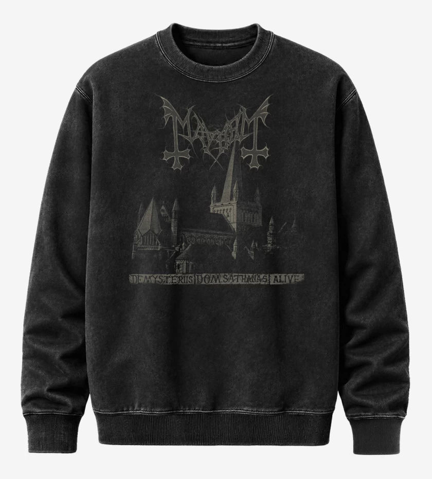 Poleron Polo Acid Wash Negro de Mayhem De Mysteriis Dom Sathanas Alive