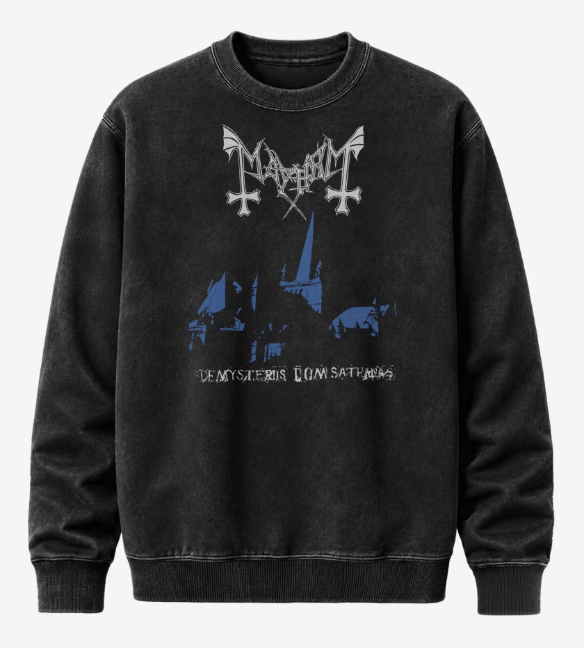 Poleron Polo Acid Wash Negro de Mayhem De Mysteriis Dom Sathanas