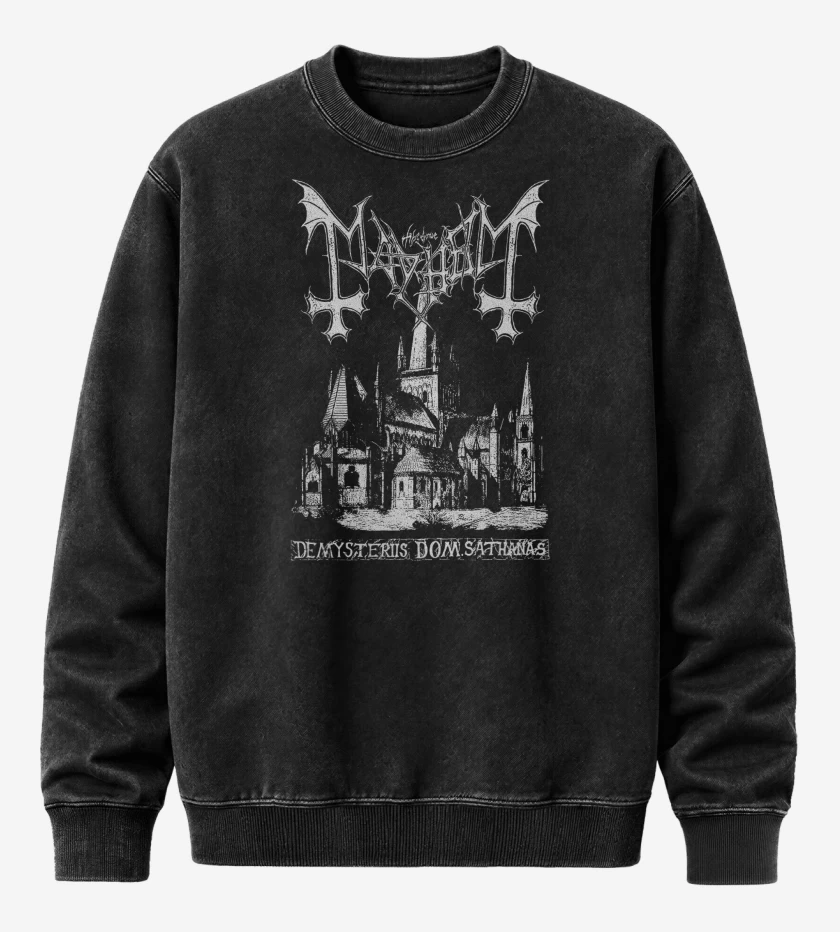 Poleron Polo Acid Wash Negro de Mayhem De Misteriis