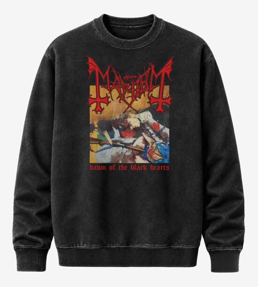 Poleron Polo Acid Wash Negro de Mayhem Dawn of the Black Hearts