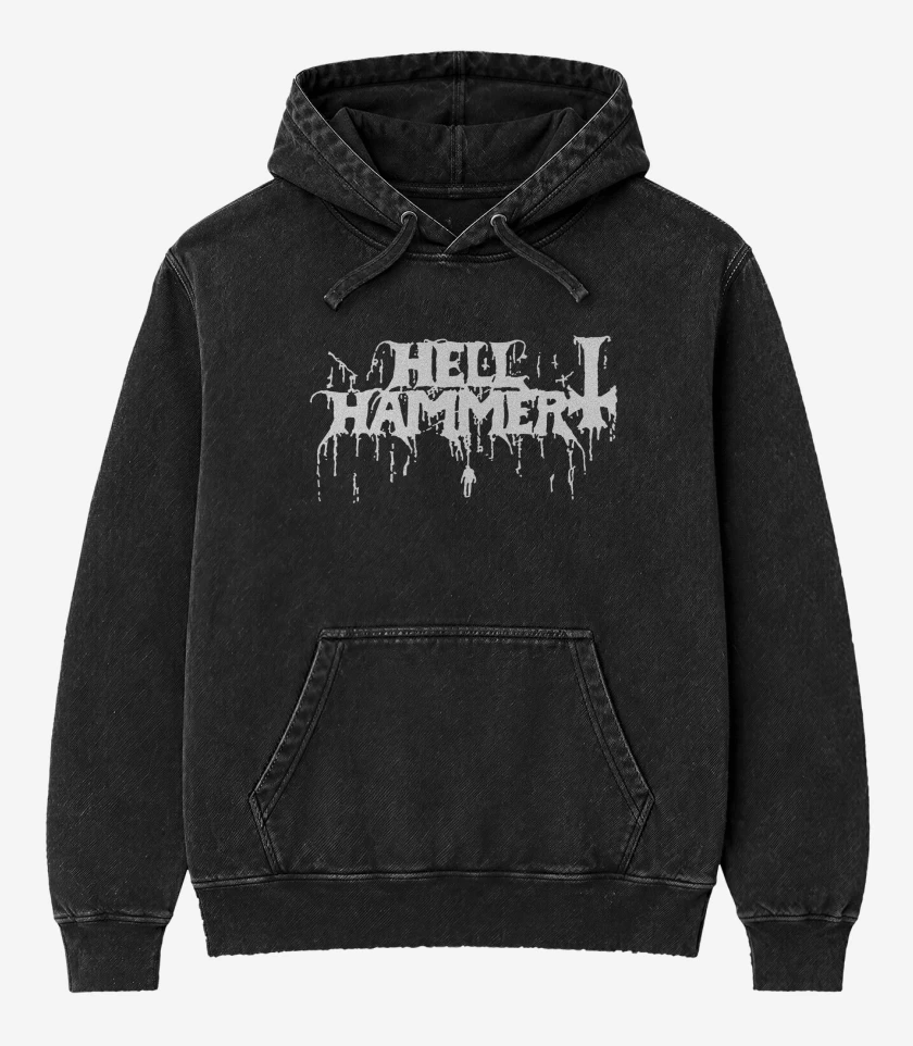 Poleron Canguro Acid Wash Hellhammer Logo B