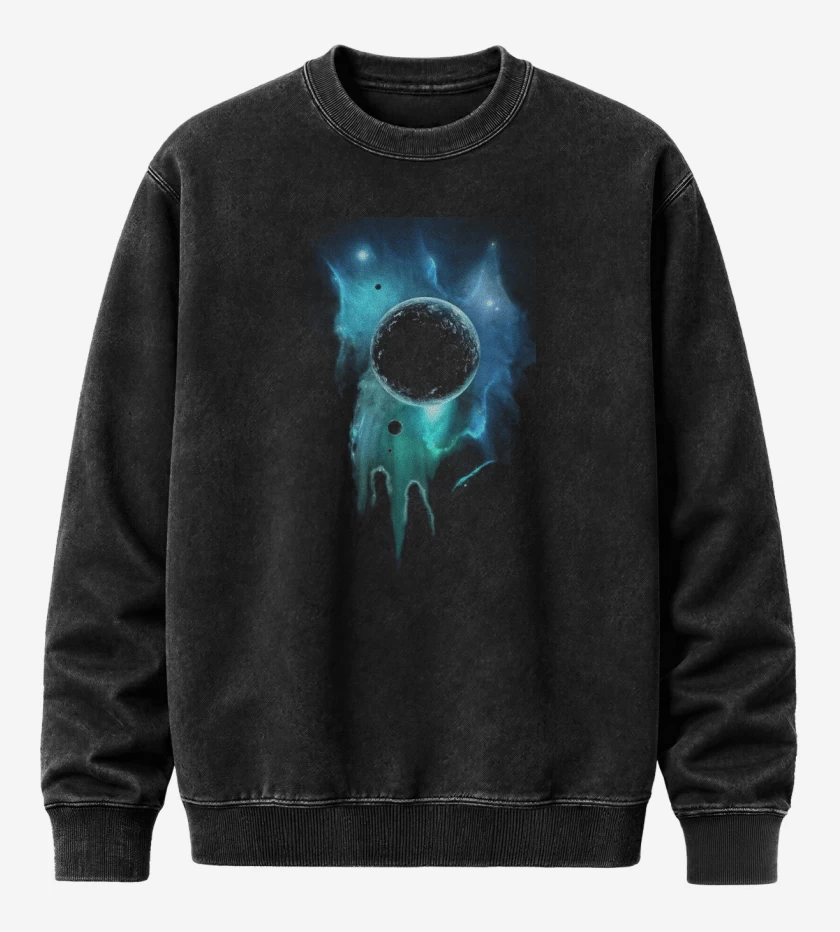 Poleron Polo Acid Wash Negro de Espacio