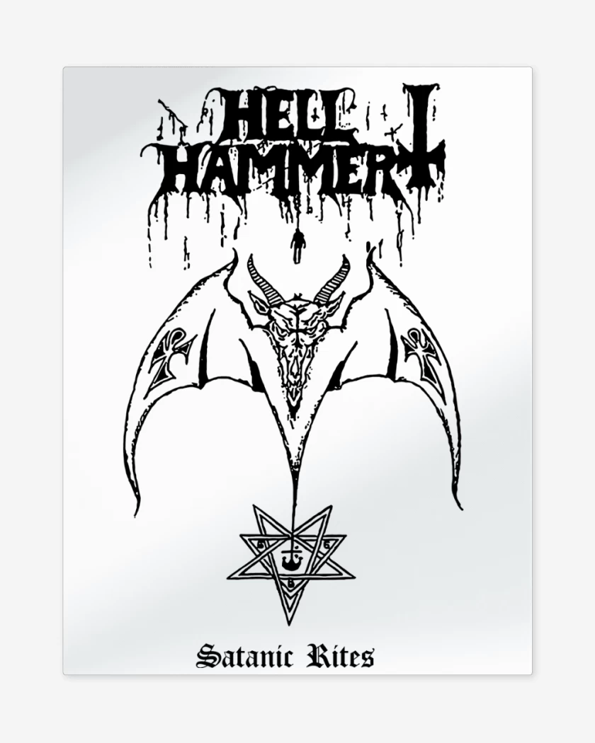 Print metalico Blanco de Hellhammer Satanic Rites
