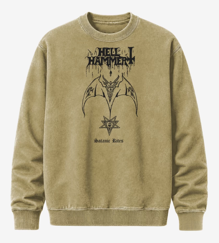 Poleron Polo Acid Wash Beige de Hellhammer Satanic Rites