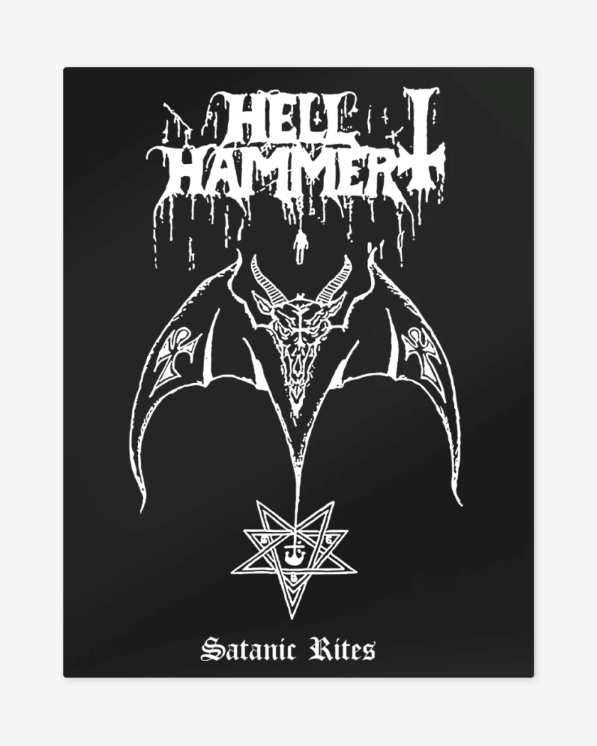 Print metalico Negro de Hellhammer Satanic Rites B
