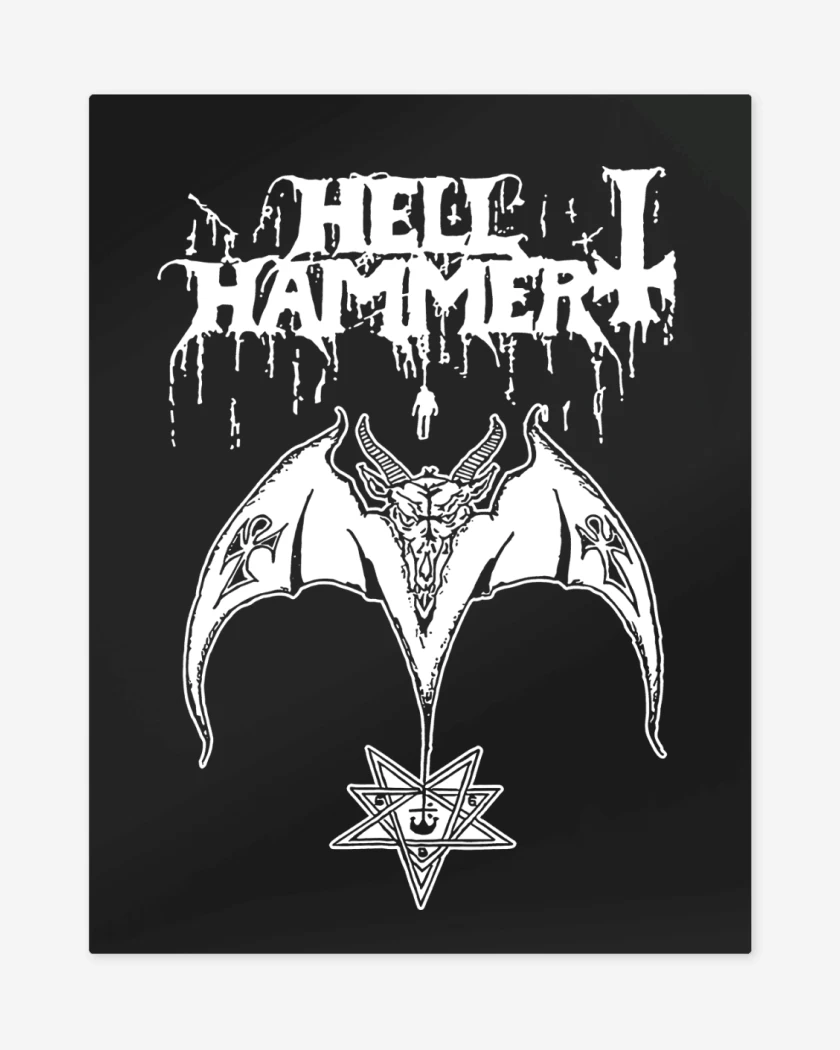 Print metalico Negro de Satanic Rites Hellhammer