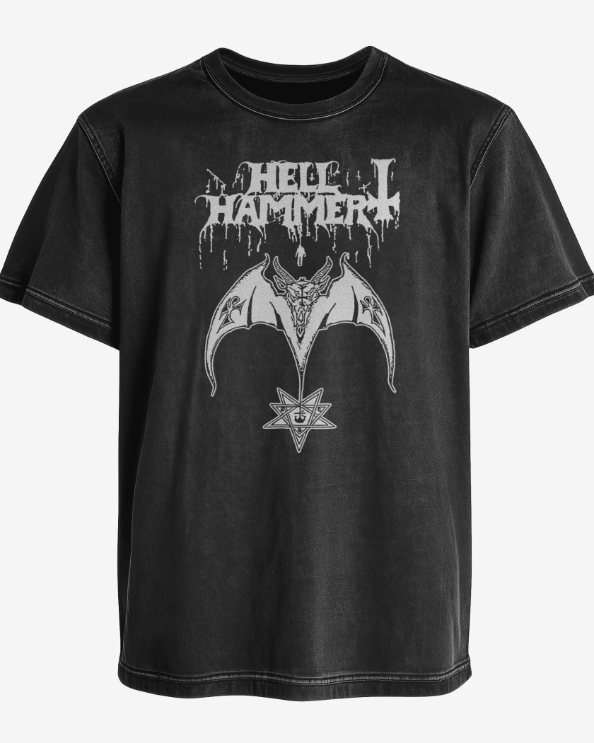 Polera desgastada Negro de Satanic Rites Hellhammer