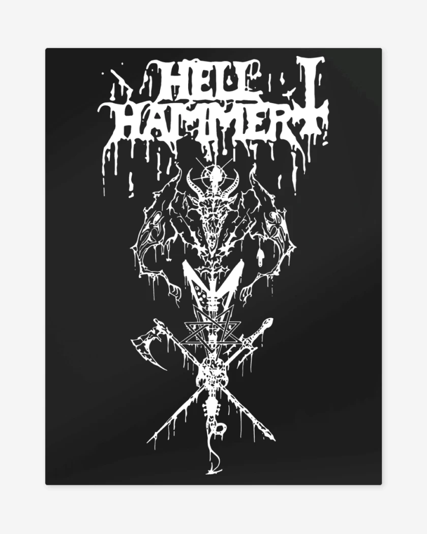 Print metalico Negro de Hellhammer Entrails