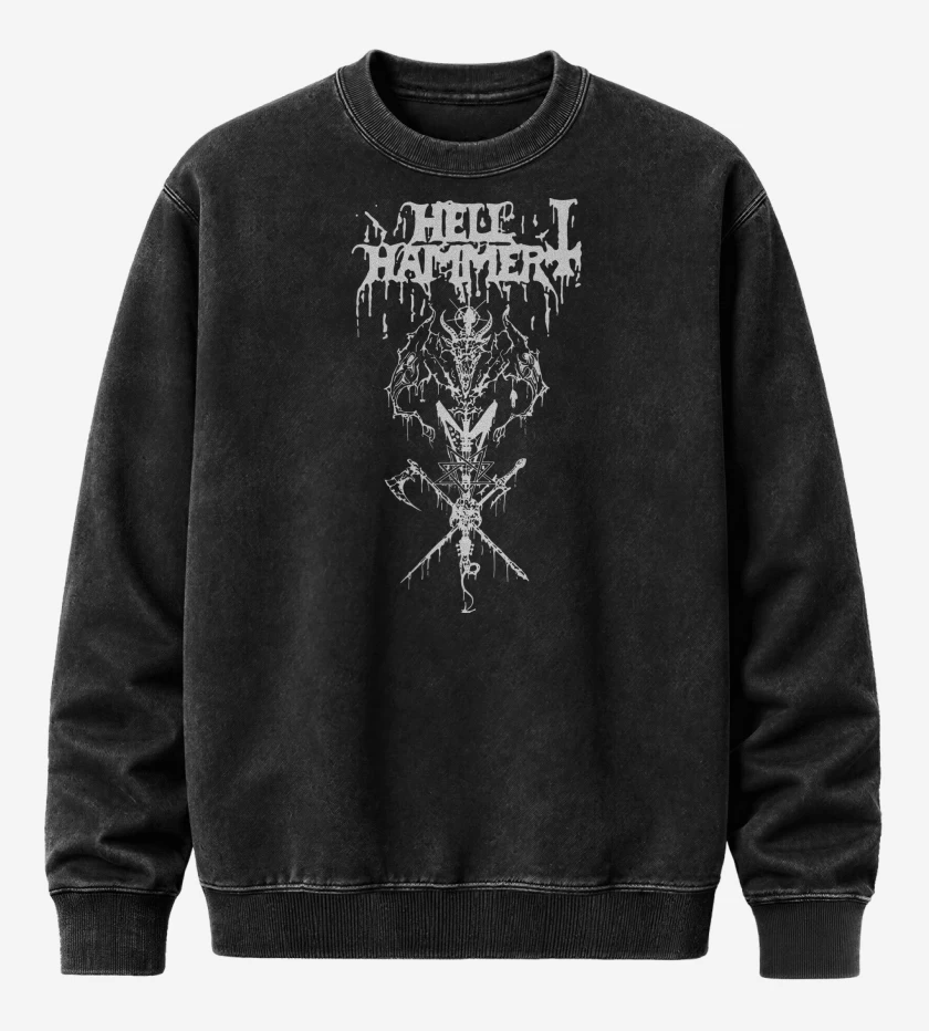 Poleron Polo Acid Wash Negro de Hellhammer Entrails