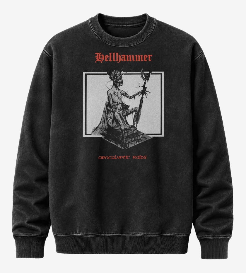 Poleron Polo Acid Wash Negro de Hellhammer Apocalyptic Raids