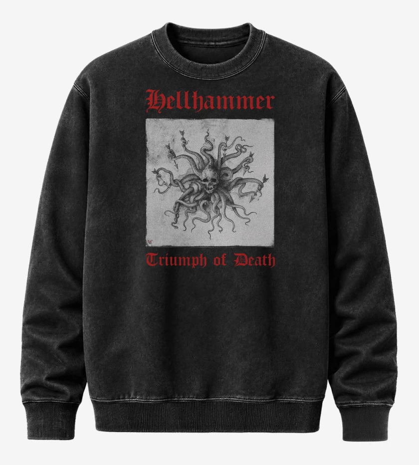 Poleron Polo Acid Wash Negro de Hellhammer Triumph 