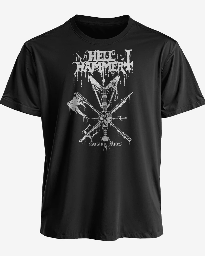 Polera premium Negro de Hellhammer Ritos Satanicos 