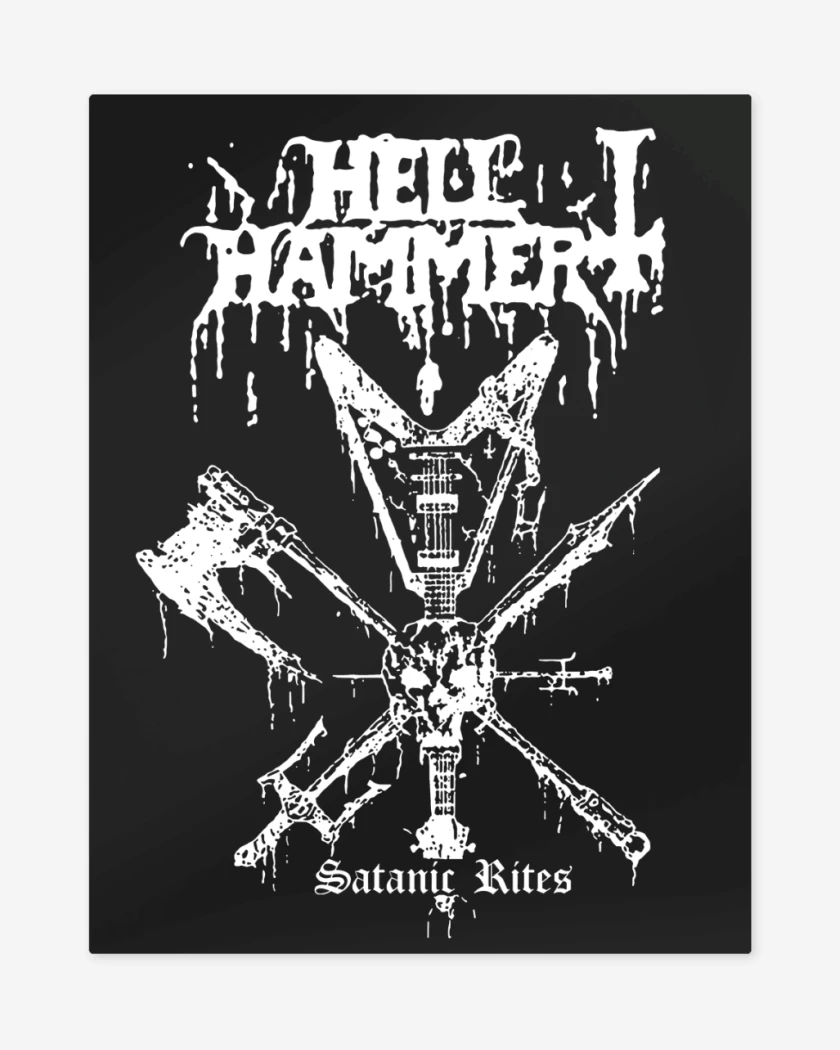 Print metalico Negro de Hellhammer Ritos Satanicos 