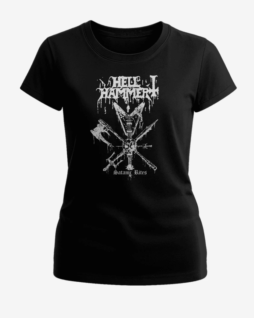 Polera de Mujer Negro de Hellhammer Ritos Satanicos 