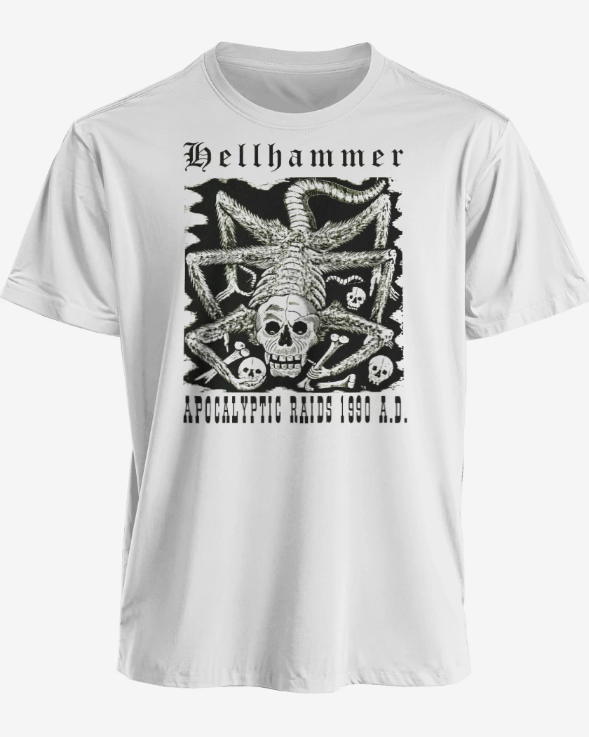 Polera premium Blanco de Hellhammer Apocalyptic Radis 1990 