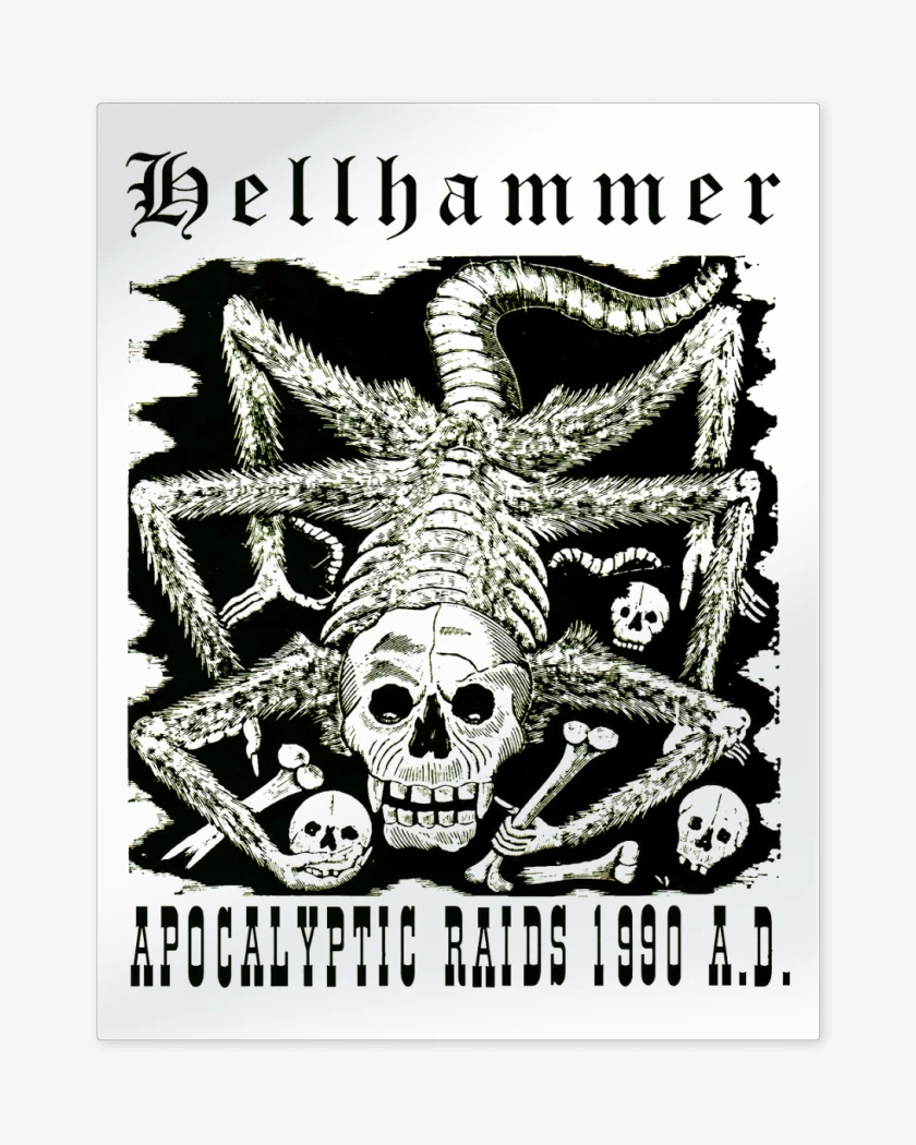 Print metalico Blanco de Hellhammer Apocalyptic Radis 1990 
