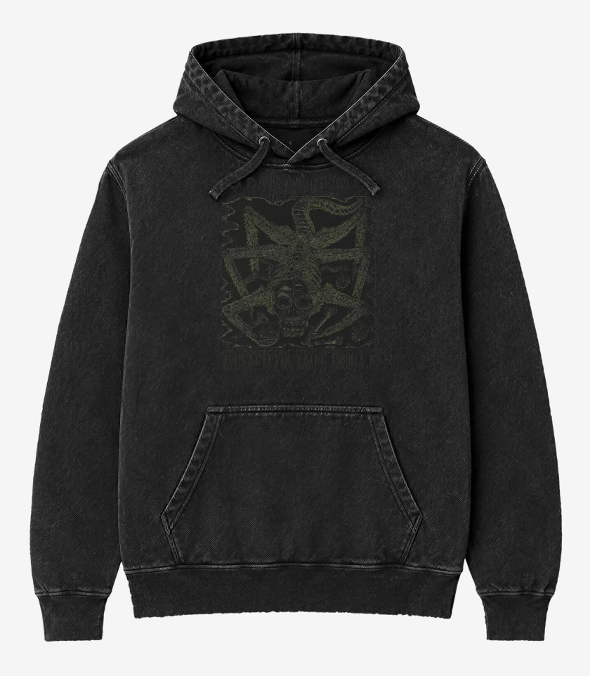 Poleron Canguro Acid Wash Negro de Hellhammer Apocalyptic Radis 1990 