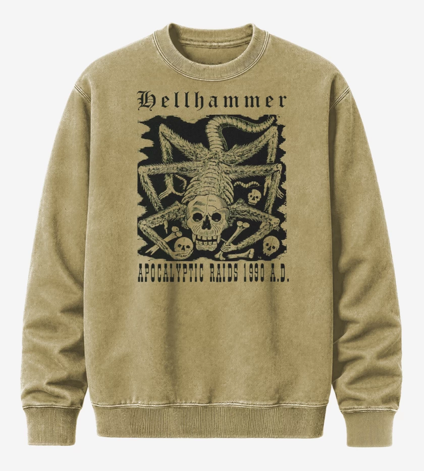 Poleron Polo Acid Wash Beige de Hellhammer Apocalyptic Radis 1990 