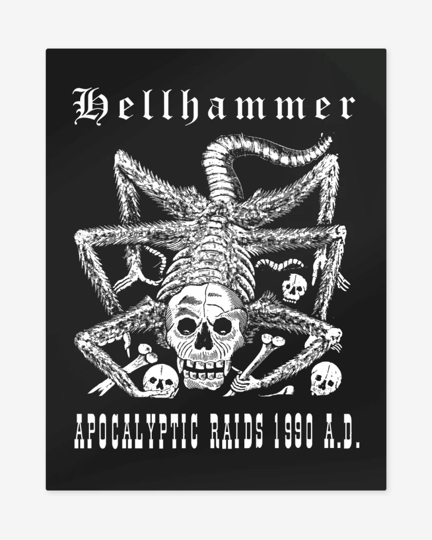 Print metalico Negro de Hellhammer Apocalyptic Radis 1990 AD