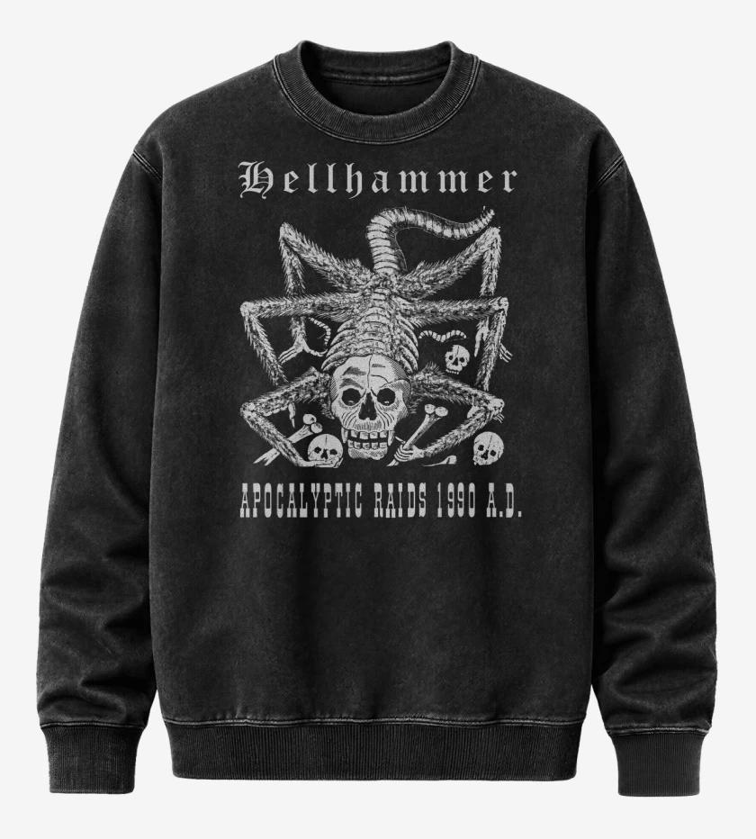 Poleron Polo Acid Wash Negro de Hellhammer Apocalyptic Radis 1990 AD