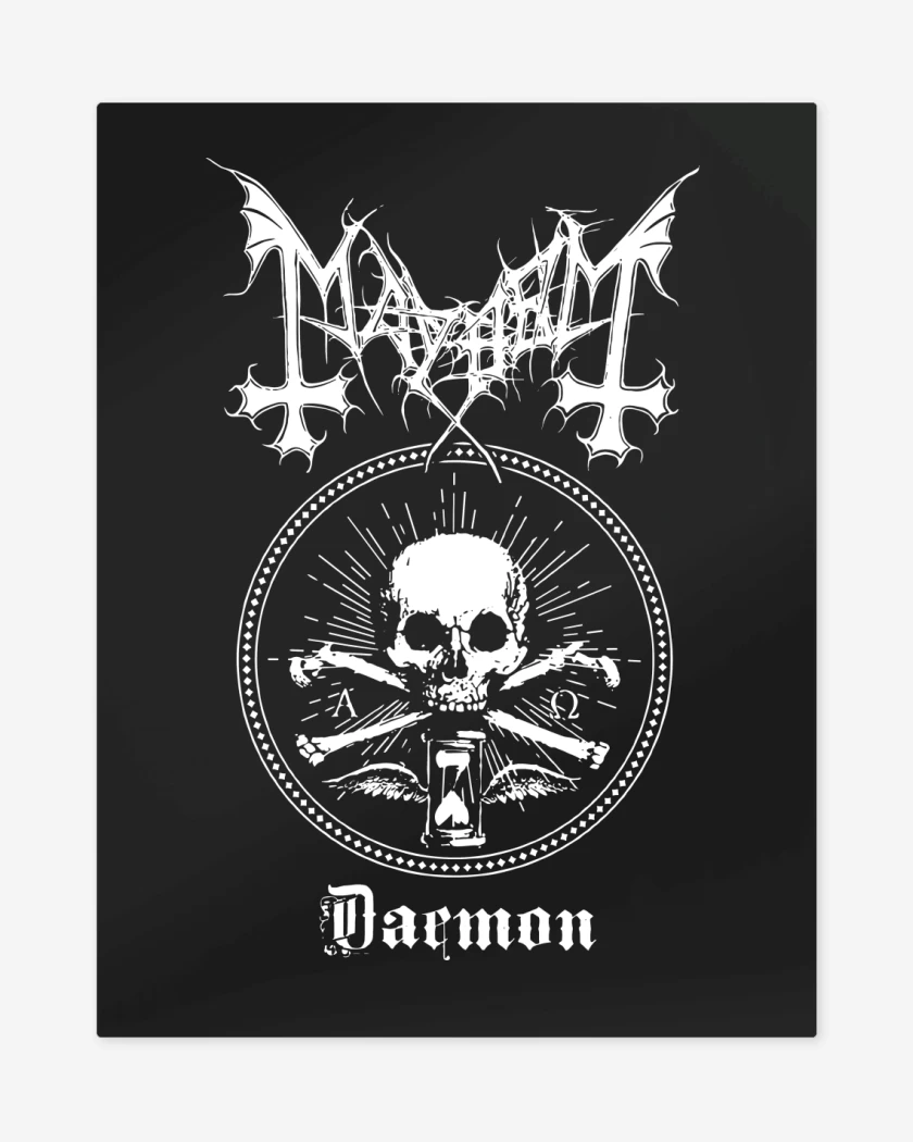 Print metalico Negro de Mayhem Daemon Skull