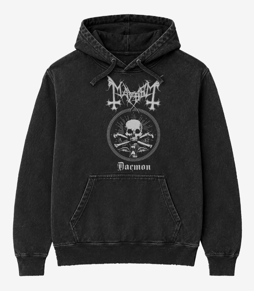 Poleron Canguro Acid Wash Mayhem Daemon Skull